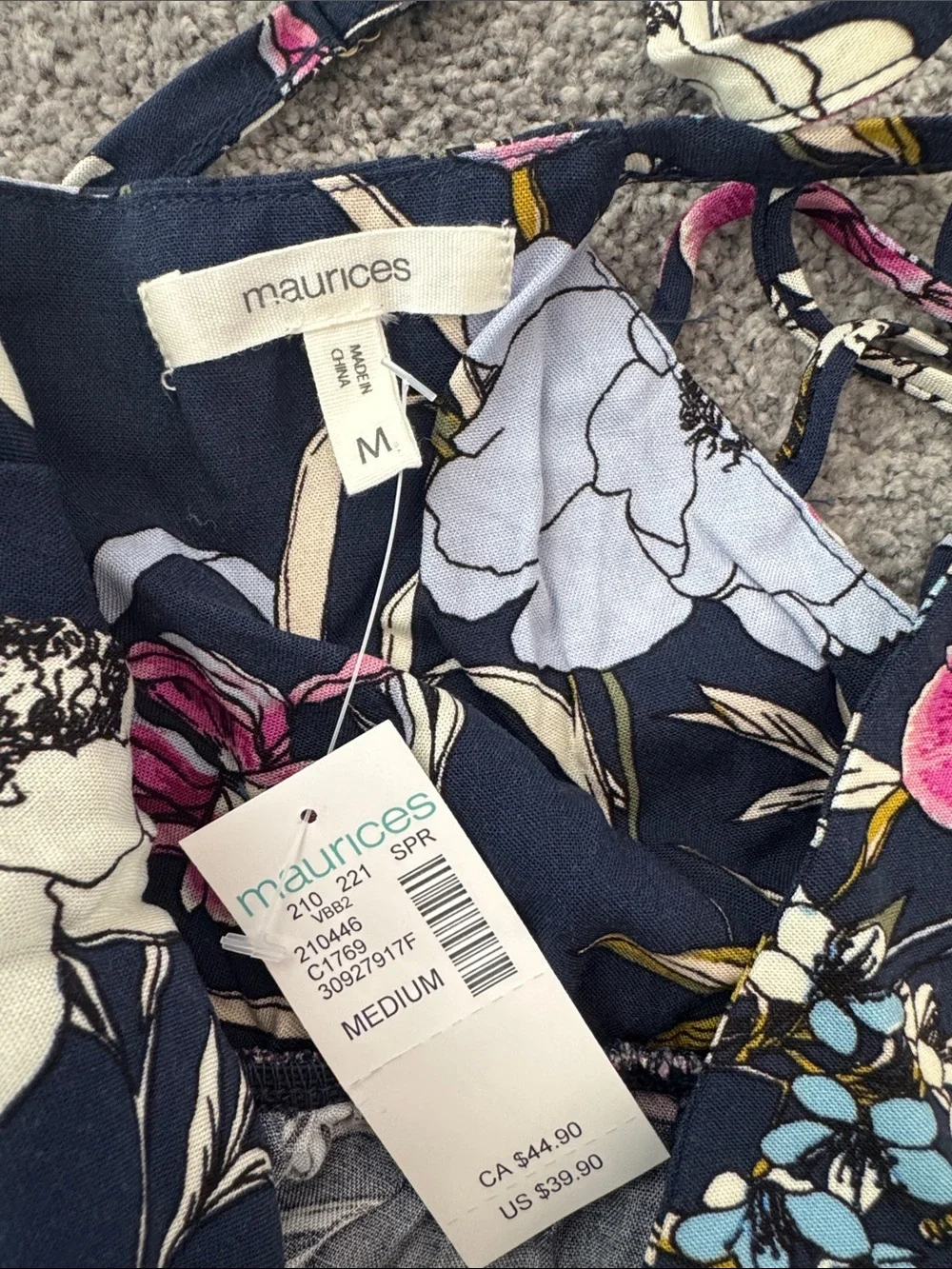 Maurices Navy Floral V-Neck Spaghetti Strap Mini Dress - NWT - Picture 6 of 7